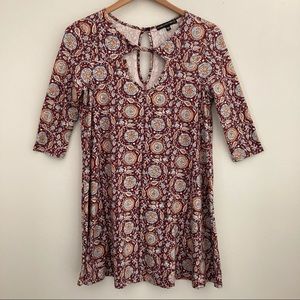 Three Pink Hearts Burgundy Dress M